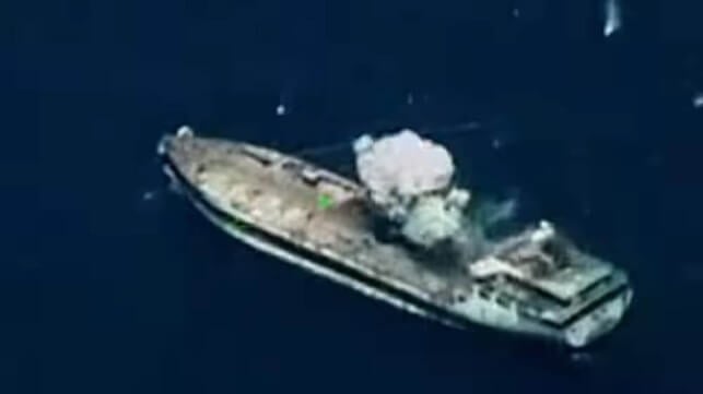 Tanker hit by missile