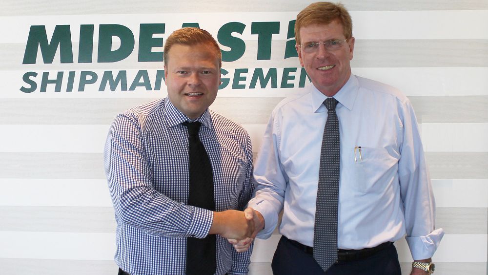 Robert Houston, President, Mideast and Marorka's Middle East Regional Director Georg Haraldsson at the signing.