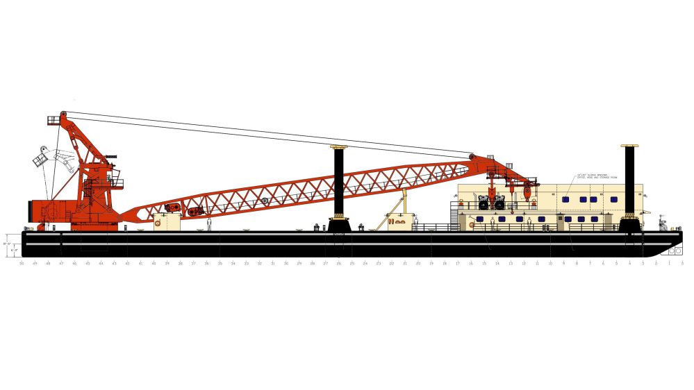 Profile of USACOE Crane Barge to be built by Conrad at its Morgan City Shipyard