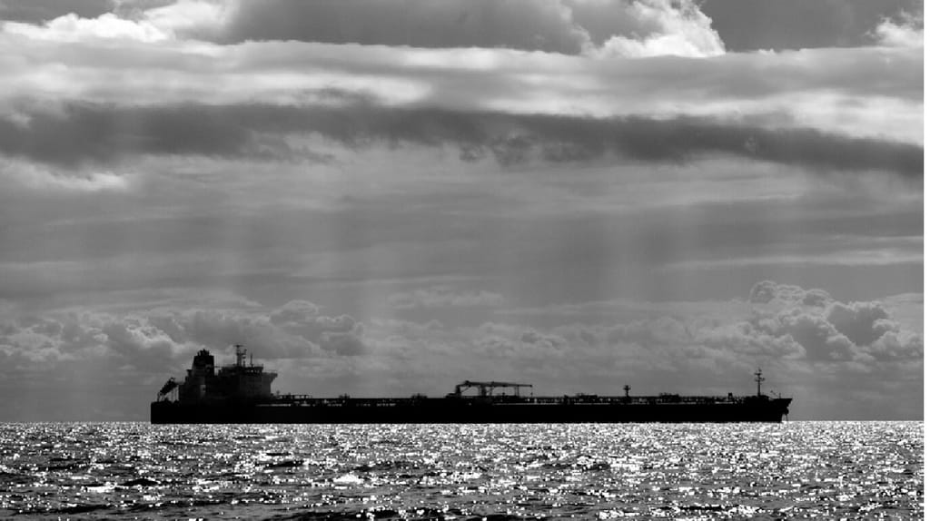 Shadow fleet tanker at sea