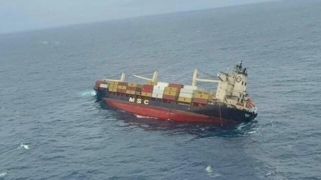 Containership sinking