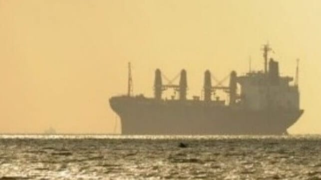 bulker at anchor