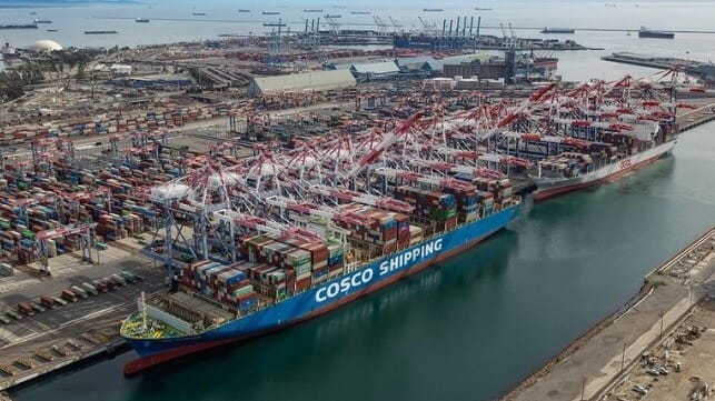 containerships docked in Long Beach