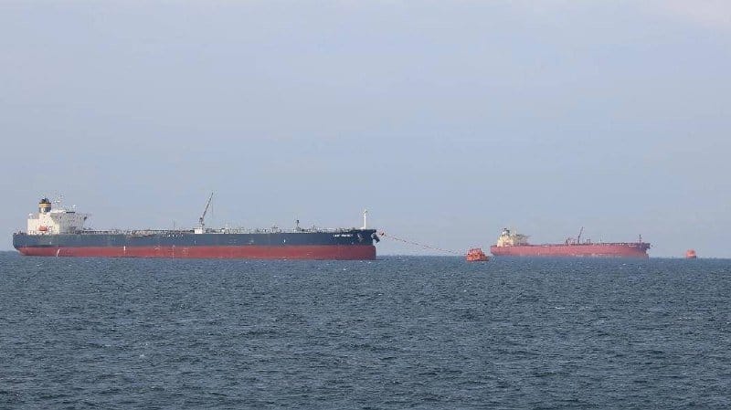 tankers at offshore oil terminal moorings
