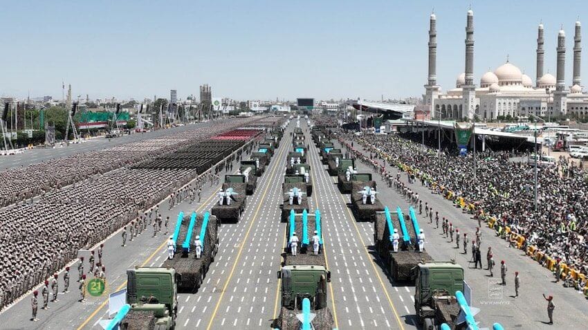 Houthi antiship missiles on display in Sanaa (file image courtesy Houthi Military Media)