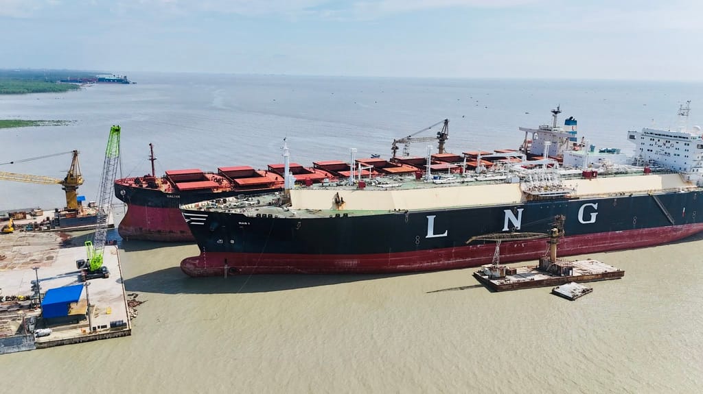 Rasi (foreground) at the time of her arrival at Chattogram (Ferdous Steel)