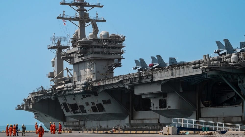 USS Nimitz in Bahrain in a more permissive era, August 2025 (USN file image)