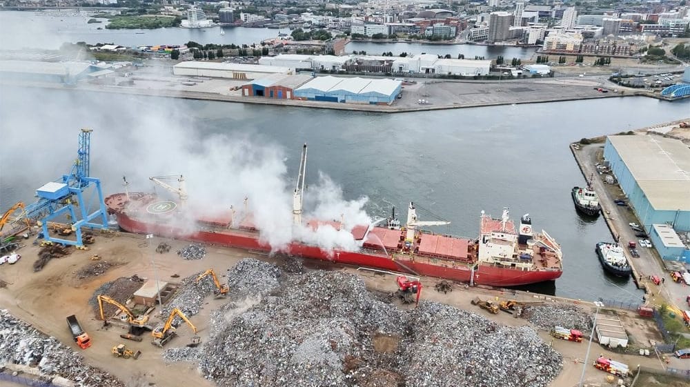 fire in bulker's hold