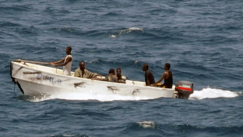 pirate group in small boat