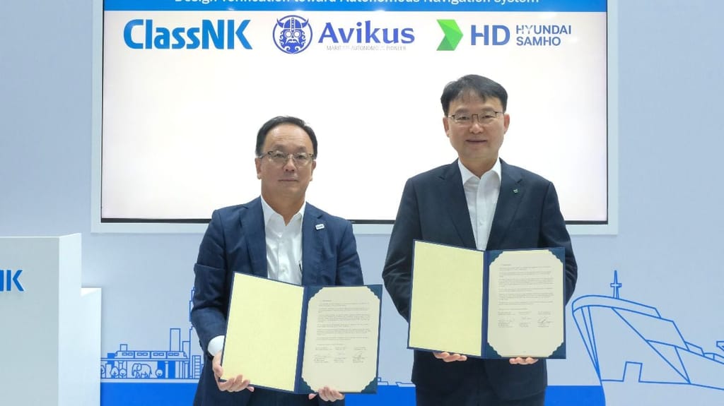 HD Hyundai Samho, Avikus and ClassNK Sign MOU for Design Verification toward Autonomous Navigation System