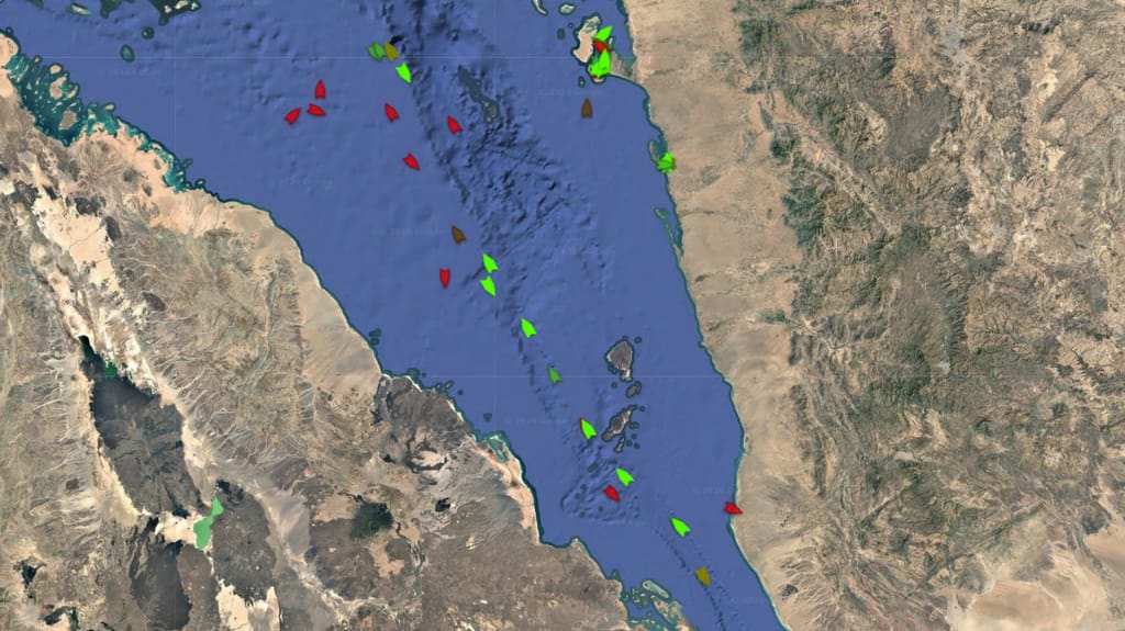 Traffic in the southern Red Sea, August 4 (Pole Star Global)