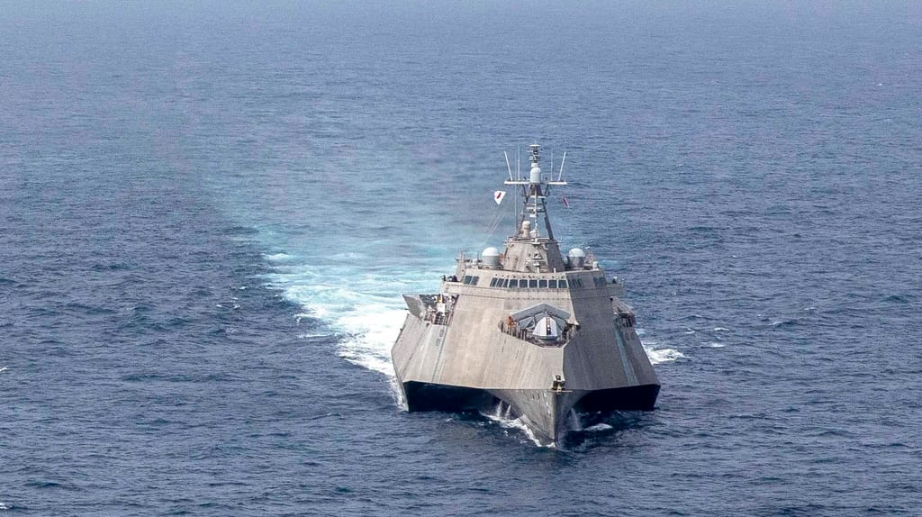 File image: USS Charleston during an exercise with Japanese forces in 2023 (USN)