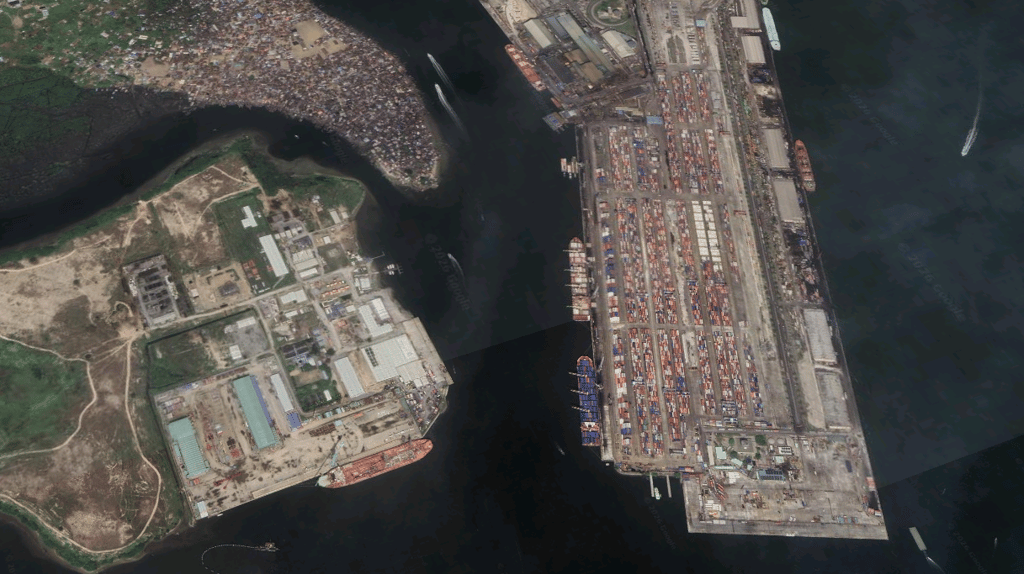 Port of Lagos, Nigeria (Google / Maxar / Airbus)
