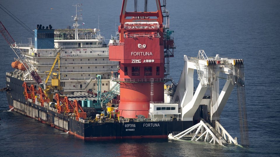 Pipelay barge Fortuna lays the final stretch of the Nord Stream 2 pipeline (Gazprom file image)