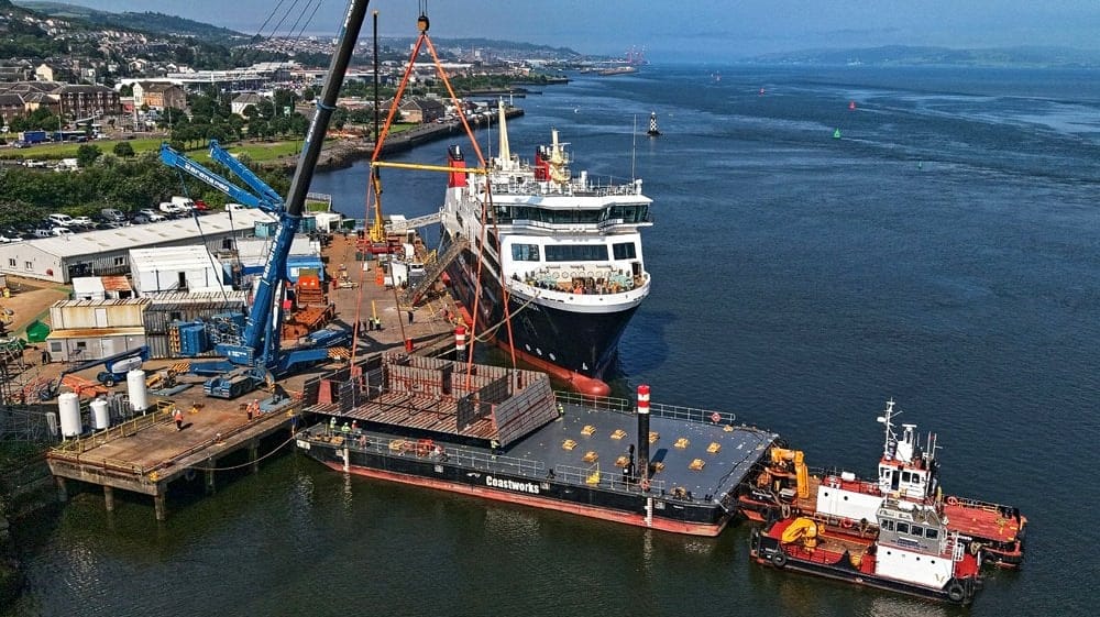 Ferguson Marine yard with ferry and frigate blocks