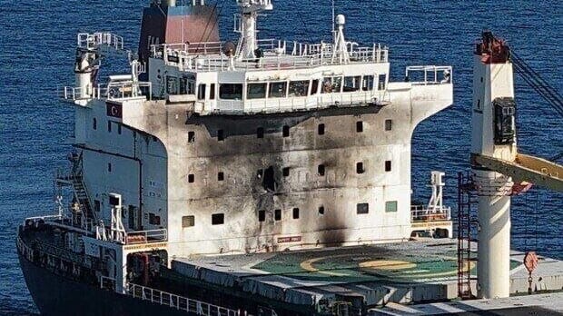 damage to bulker struck by Ukrainian drone