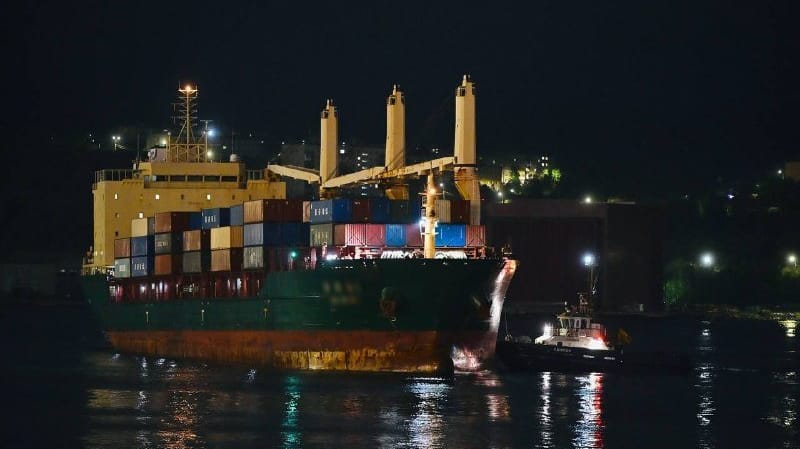 Chinese cargo ship arriving Murmansk Russia