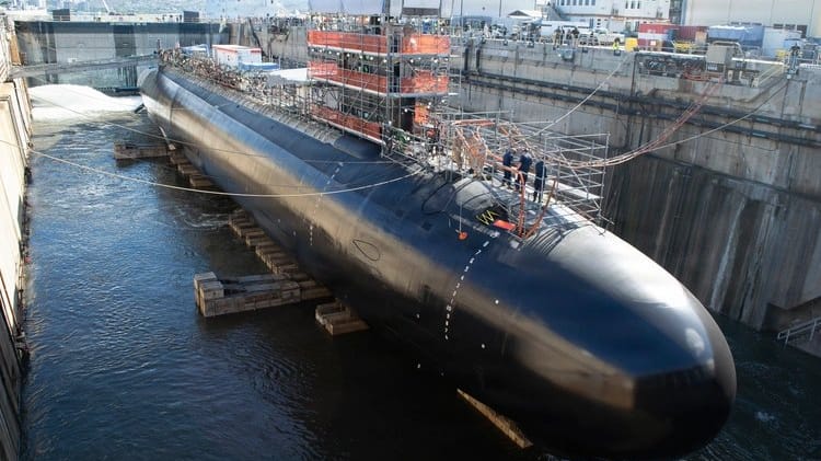 US submarine undergoing repairs