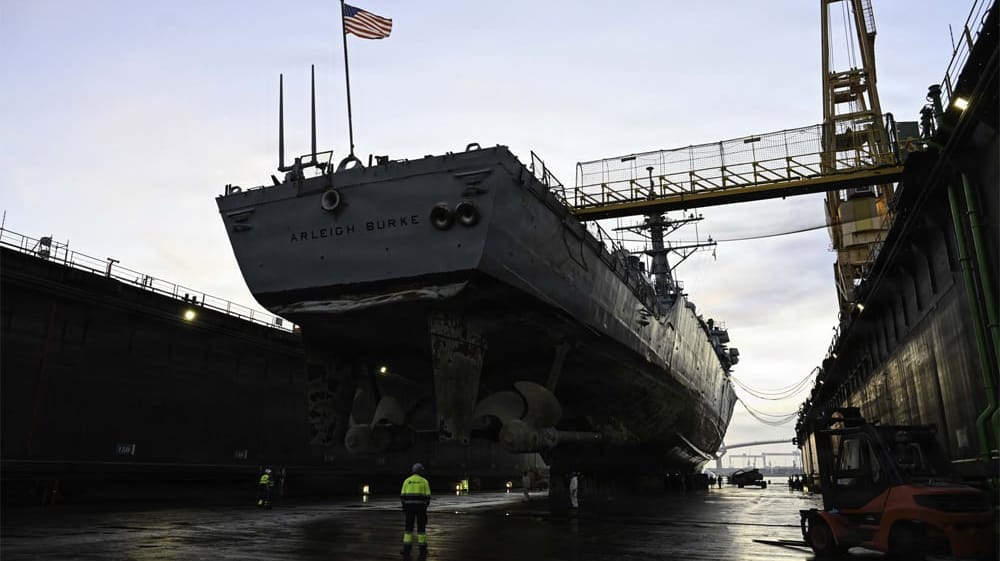 destroyer in dry dock
