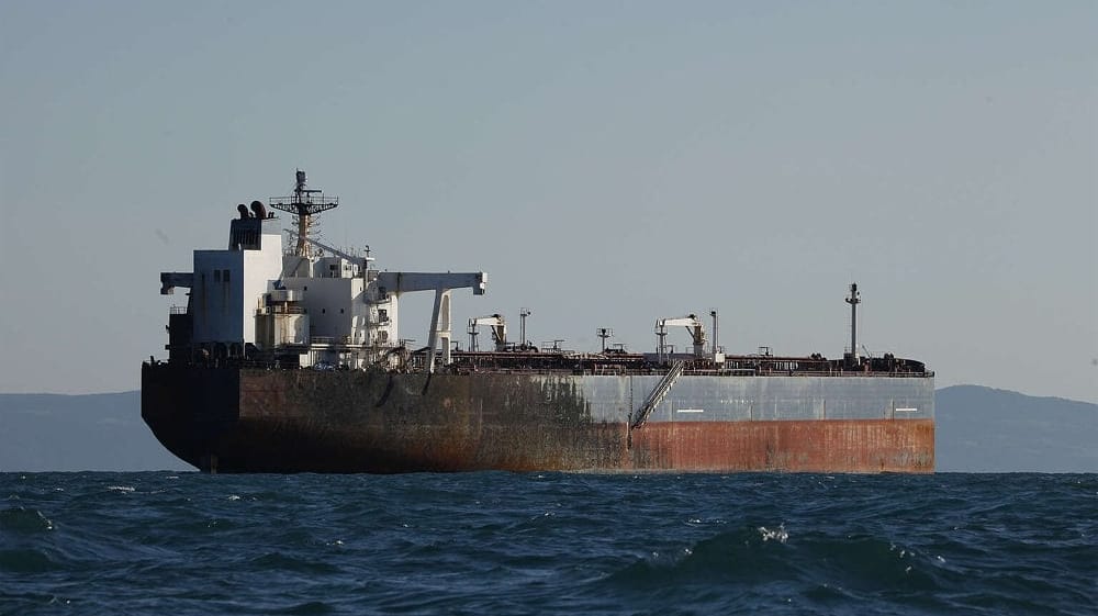 wreck of crude oil tanker attacked by Ukraine