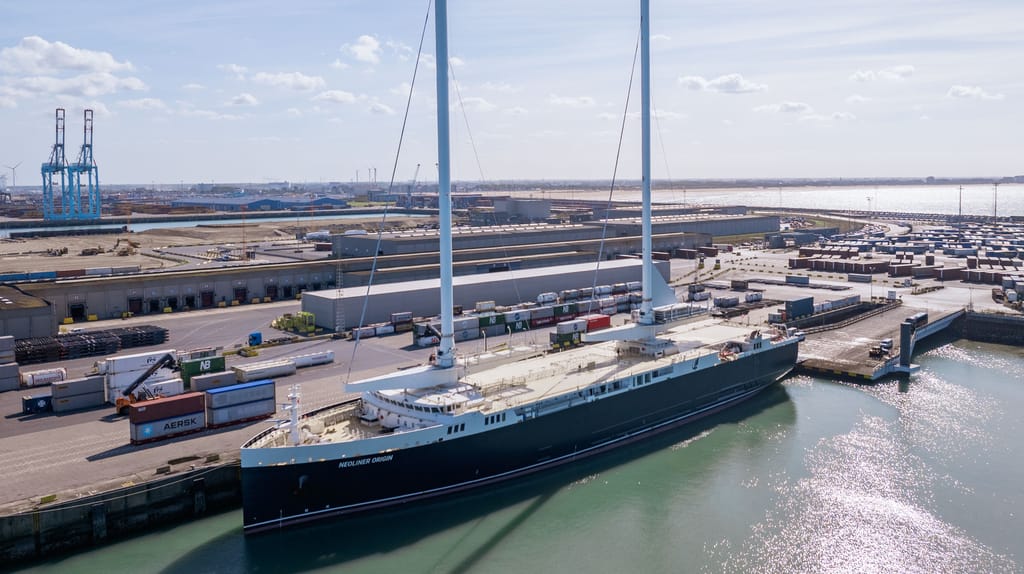 Wind-Powered Cargo Vessel Neoliner Origin Makes Its First Call in Belgium as Zeebrugge Joins Its Regular Transatlantic Service