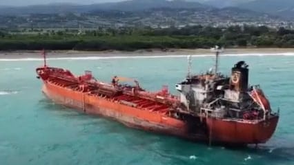 abandoned tanker ashore in Turkey