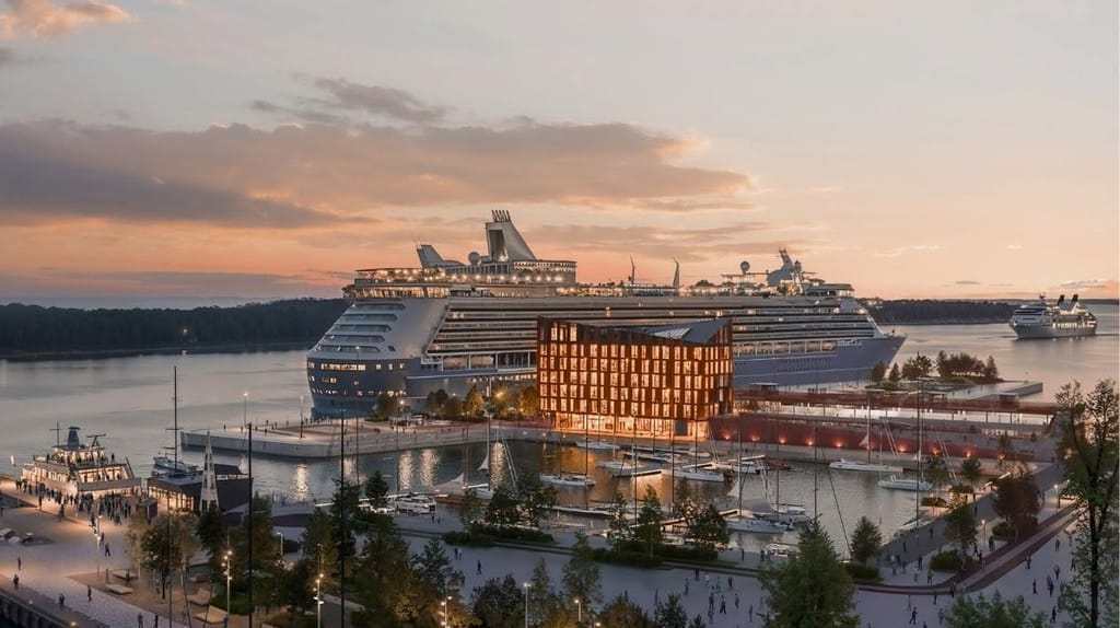 Klaipeda's modern, pedestrian-friendly cruise terminal will be fitted out to receive NATO warships (Port of Klaipeda illustration)