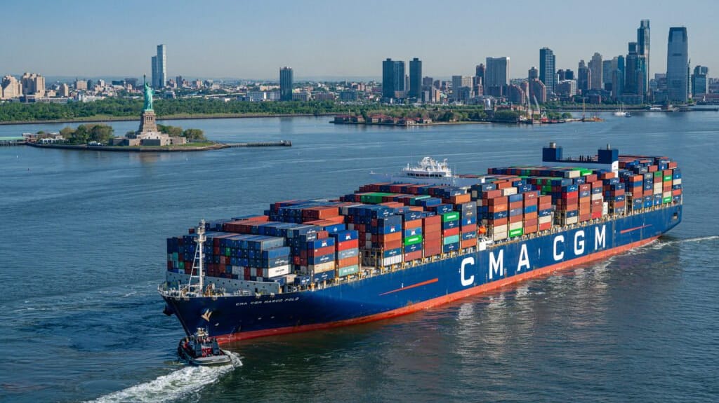 CMA CGM containership in the Port of New York