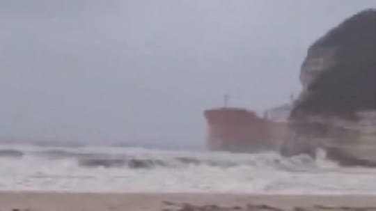 abandoned tanker washing ashore