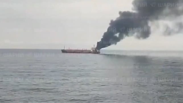 LPG carrier on fire