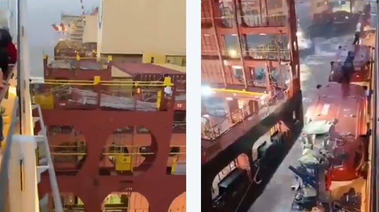 cruise ship hitting containership