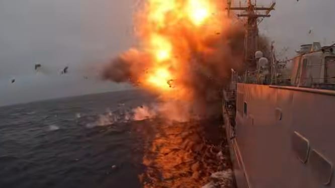 SINKEX explosion on frigate