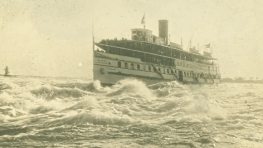 RAPIDS KING riding the rapids around 1920 . . . Sailing downstream along St. Lawrence River to Montreal 