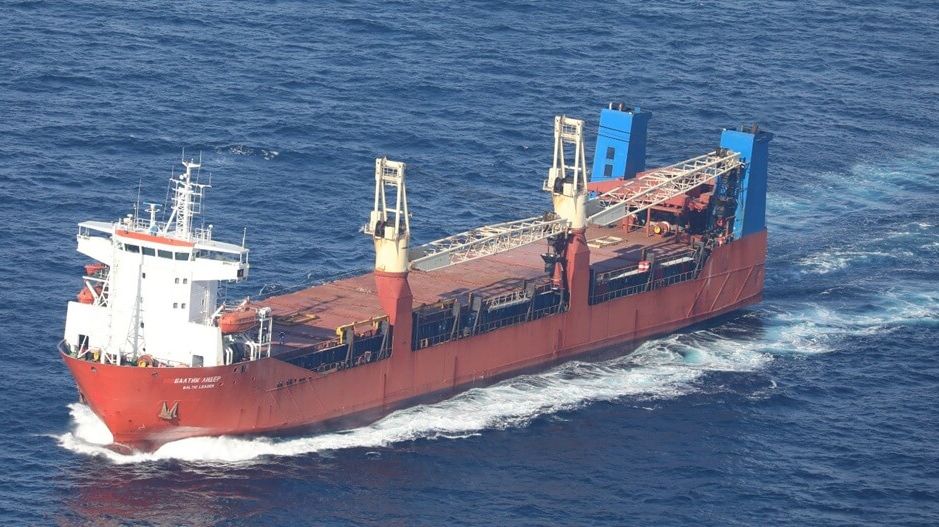 Russian general cargo ship used to carry military equipment