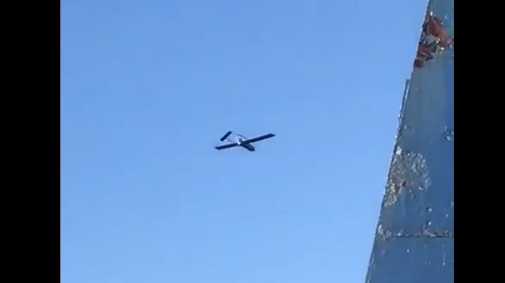 A Ukrainian strike drone flies past the Ural (Russian social media)