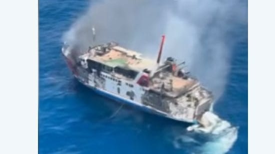 Indonesian ferry on fire