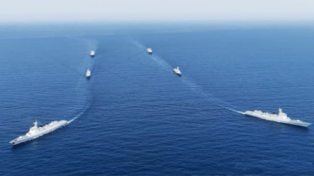 Chinese warships at sea