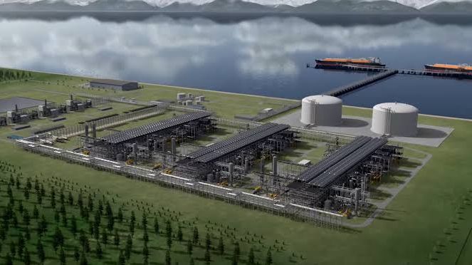 An illustration of the planned liquefaction trains at the Alaska LNG liquefaction terminal (file image)