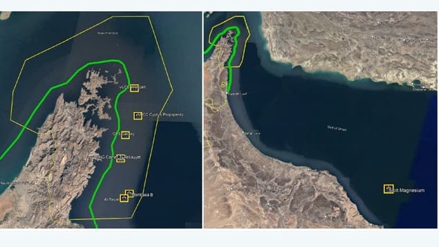 vessels anchored near Strait of Hormuz