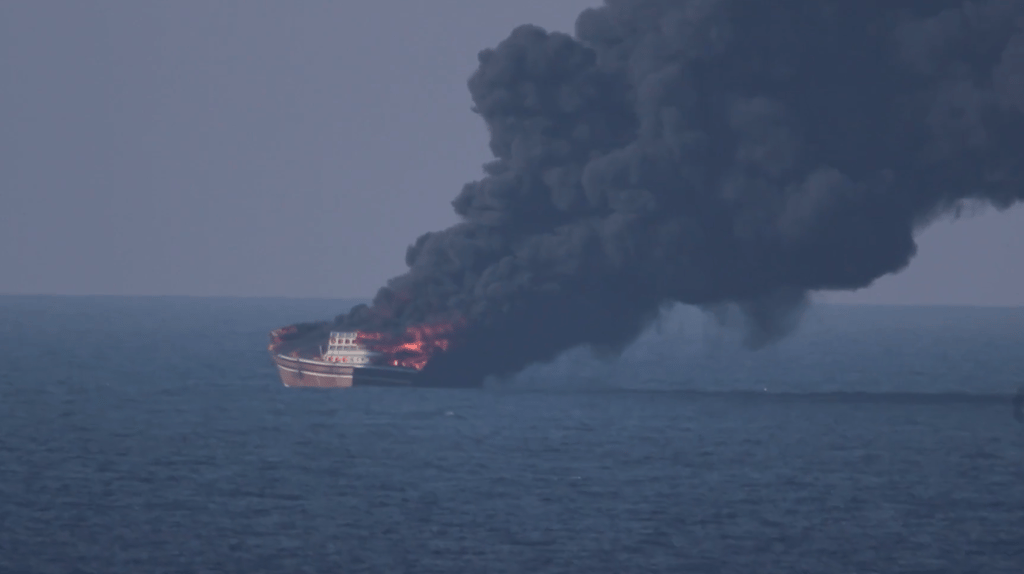 Dhow on fire