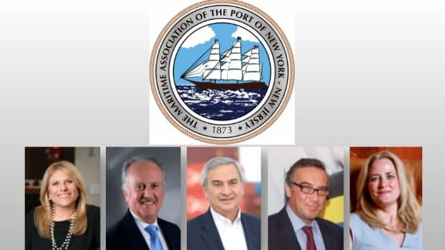 From left: Lisa Lutoff-Perlo, Celebrity Cruises; James R. Mara, Metropolitan Marine Maintenance Contractors' Association; James I. Newsome, South Carolina Ports Authoriy; Dr. Nikolas P. Tsakos, Tsakos Energy Navigation Corp.; Lois K. Zabrocky, International Seaways Inc.