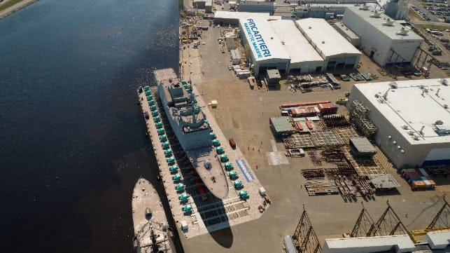 Photo illustration of the shiplift with the soon-to-be built USS Constellation.
