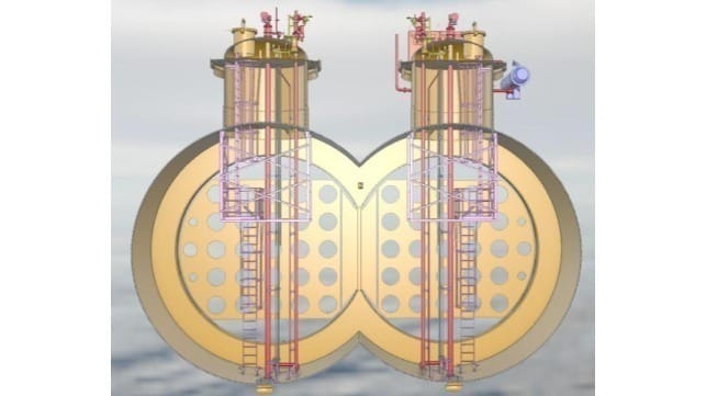 The bilobe tank has a capacity of 8000cbm and more than doubles the transportation capacity of liquid CO2 over current vessel capacity without the size, weight and stability concerns that would have come with a higher capacity "monolobe" design (image source: Høglund)