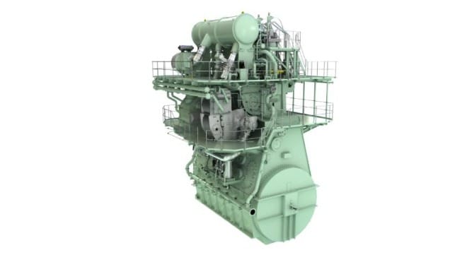 Graphical rendering of an MAN B&W 5G70ME-GA engine with EGR system