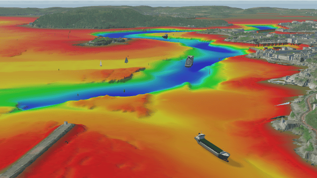 Using their winning solution, BMT successfully simulated the navigation of an autonomous ship in the Plymouth Sound (image source: UKHO)