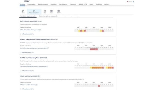 Screenshot of the Compliance Planner tool in action courtesy of DNV