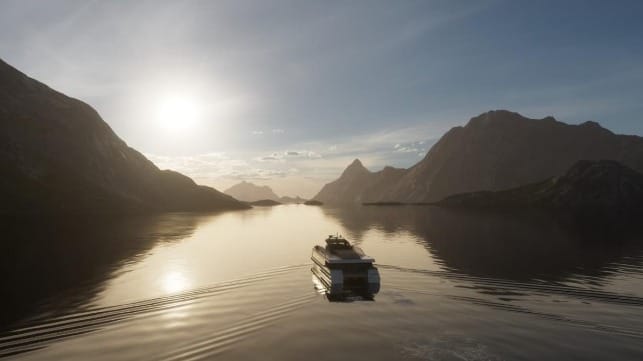 Artist’s impression of the fully electric, zero-emission fast ferry Medstraum now under construction at Norwegian shipyard Fjellstrand  /  Photos: Kolumbus/NCE Maritime Cleantech