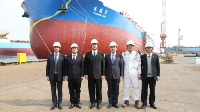 Delegation at delivery of Yuan Rui Yang world's first dual fuel VLCC 