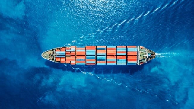 Container ship under way