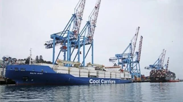 refrigerated containership at dock